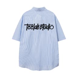 Thumbnail Áo Sơ Mi Tay Ngắn Kẻ Sọc Teelab Graffiti Unisex Form Oversize Local Brand màu Xanh SS049 2