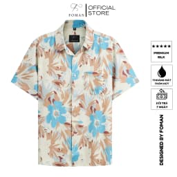 Thumbnail Áo sơ mi tay ngắn Nam chính hãng FOMAN hoạ tiết Lá Phong Maple Leaf vải Lụa, thoáng mát, thấm hút, không nhăn | FM-64 1