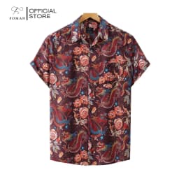 Thumbnail Áo sơ mi tay ngắn nam FOMAN hoạ tiết Embroidered Dragon Rose, vải Lụa Mango mềm mịn, thoáng mát, thấm hút, không nhăn 1