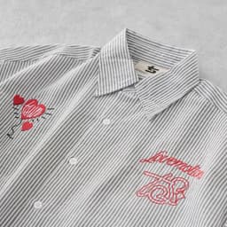 Thumbnail Áo Sơ Mi Trái Tim Thêu, Sọc Đen Trắng - Brand TSUN Chính Hãng - Lovemotion Shirt - Uniex, Vải Oxford 3