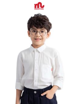 Thumbnail Áo sơ mi trắng bé trai RIOMIO size 20-42kg chất 100% cotton thô Hàn mềm mát RA696 1