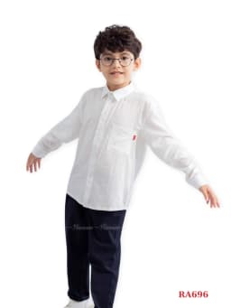 Thumbnail Áo sơ mi trắng bé trai RIOMIO size 20-42kg chất 100% cotton thô Hàn mềm mát RA696 4