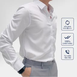 Thumbnail Áo sơ mi trắng nam AKUBA tay dài đi học, đi làm, vải lụa không nhăn, thấm hút mồ hôi tốt 01AB2044 1