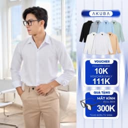 Thumbnail Áo sơ mi trắng nam AKUBA tay dài đi làm form slimfit, vải lụa không nhăn, thoáng mát | 01AB2044 1