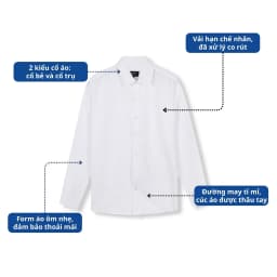 Thumbnail Áo sơ mi trắng nam AKUBA tay dài đi làm form slimfit, vải lụa không nhăn, thoáng mát | 01AB2044 2