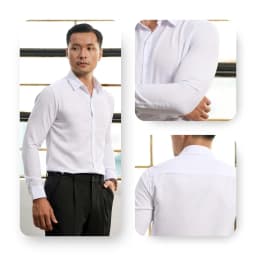 Thumbnail Áo sơ mi trắng nam AKUBA tay dài đi làm form slimfit, vải lụa không nhăn, thoáng mát | 01AB2044 3