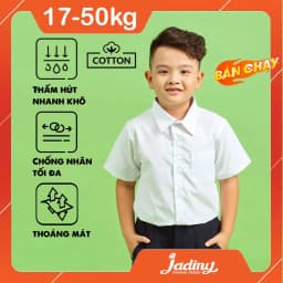 Thumbnail Áo sơ mi trắng đồng phục học sinh nam cấp 1, cấp 2, cấp 3,thầm hút mồ hôi tốt, phom dáng đẹp Jadiny 2