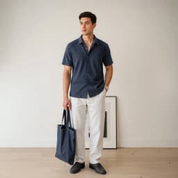 Thumbnail Áo sơ mi trơn nam tay ngắn SIXMEN, form regular tôn dáng, chất liệu Cotton cao cấp thấm hút mồ hôi, không nhăn, co giãn 3