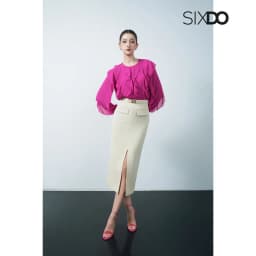 Thumbnail Áo sơ mi voan phối bèo SIXDO (Dark Magenta Chiffon Blouse) 4