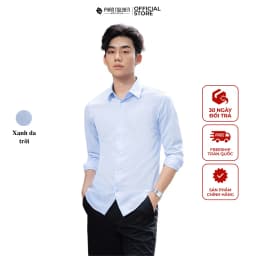 Thumbnail Áo sơ mi xanh dài tay nam Phan Nguyễn, chất liệu 100% Microfiber mềm nhẹ mát, form slim SMD.1277 1