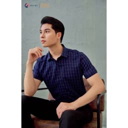 Thumbnail Áo sơmi nam ngắn tay kẻ caro thấm hút mồ hôi tốt khô nhanh ít nhăn nhàu DGCs - SASNBB13M 2