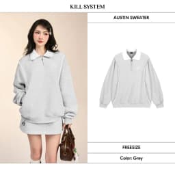 Thumbnail Áo sweater nỉ bông cổ sơ mi Austin phối viền ren - Killsystem 1