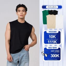 Thumbnail Áo Tanktop Ba Lỗ Nam AKUBA Cổ Tròn Form Regular Cotton 100% Sợi Tự Nhiên Thoáng Mát | 01JE1079 1