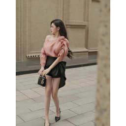 Thumbnail Áo Thiết Kế Trễ Vai Voan Tơ Đính Hoa LECOONG A12 Q12 Quần Tafta Đính Nơ Sang Chảnh 4