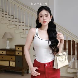 Thumbnail Áo thun ba lỗ KAYLIN form ôm phối viền vải thun gân lụa mỏng nhẹ co giản phong cách basic - N2403 2