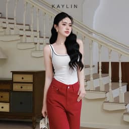 Thumbnail Áo thun ba lỗ KAYLIN form ôm phối viền vải thun gân lụa mỏng nhẹ co giản phong cách basic - N2403 4
