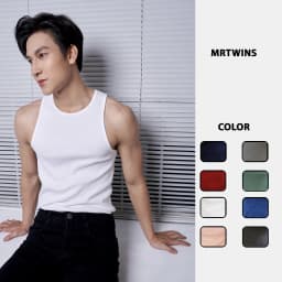 Thumbnail Áo Thun Ba Lỗ Tank Top Nam Cổ Tròn Nhiều Màu Vải Cotton Tăm Gân Thương Hiệu Mr Twins 1