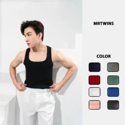 Thumbnail Áo Thun Ba Lỗ Tank Top Nam Cổ Vuông Cotton Tăm Gân Tôn Dáng Thương Hiệu Mr Twins 1