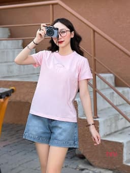 Thumbnail Áo thun baby tee nơ nhiều màu cổ tròn tay ngắn TiQi Jeans A67 2