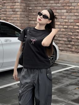 Thumbnail Áo thun baby tee nơ nhiều màu cổ tròn tay ngắn TiQi Jeans A67 4