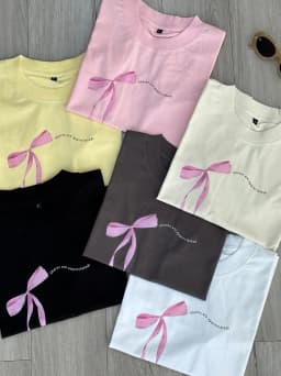 Thumbnail Áo thun baby tee Shares are appreciated in nơ lớn TiQi Jeans A107 4