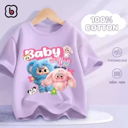 Thumbnail Áo thun bé gái BabyloveGO áo phông ngắn tay mùa hè in hình Baby Three dễ thương siêu Hot cho bé 10-45kg 2