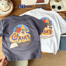 Thumbnail Áo thun bé trai ngắn tay 27Kids áo cộc nam vải Cotton cho trẻ từ 4-10 tuổi BSTS7 2