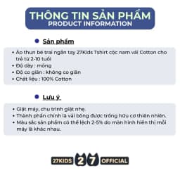 Thumbnail Áo thun bé trai ngắn tay 27Kids Tshirt cộc nam vải Cotton cho trẻ từ 2-10 tuổi BSTS2 4