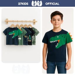 Thumbnail Áo thun bé trai ngắn tay 27Kids áo cộc nam vải Cotton cho trẻ từ 2-10 tuổi BSTS8 1