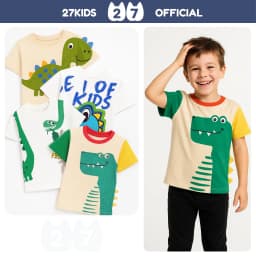Thumbnail Áo thun bé trai ngắn tay 27Kids Tshirt cộc nam vải Cotton cho trẻ từ 2-10 tuổi BSTS4 1