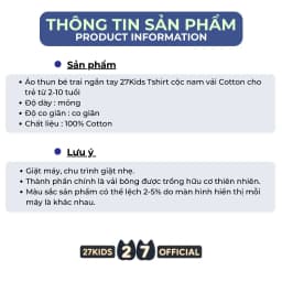 Thumbnail Áo thun bé trai ngắn tay 27Kids Tshirt cộc nam vải Cotton cho trẻ từ 2-10 tuổi BSTS4 4