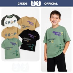 Thumbnail Áo thun bé trai size đại phong cách ngắn tay 27Kids AKL vải cotton 180g cho trẻ từ 4-14  tuổi BSTS1 1