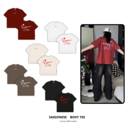 Thumbnail Áo Thun Boxy SAIGONESE Cổ Tròn Hình Thêu 3D Snake Lucky Unisex Form Rộng Nam Nữ 4 Màu 1