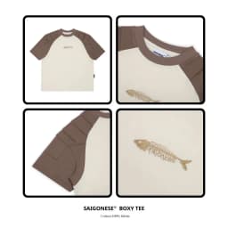 Thumbnail Áo Thun Boxy SAIGONESE Unisex Phối Tay Raglan Thêu Shark Form Rộng Thời Trang Nam Nữ 2