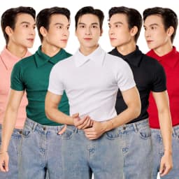 Thumbnail Áo Thun Cổ Cao Phối Kiểu Nam Tay Ngắn Form Body Thun Gân Cao Cấp Thương Hiệu Mr Twins 1