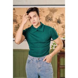 Thumbnail Áo Thun Cổ Cao Phối Kiểu Nam Tay Ngắn Form Body Thun Gân Cao Cấp Thương Hiệu Mr Twins 2