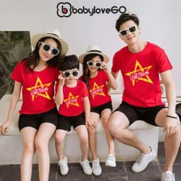 Thumbnail Áo thun cờ đỏ sao vàng Việt Nam, áo phông gia đình chất thun cotton mềm mịn BabyloveGO 1