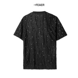 Thumbnail Áo thun cổ tròn Bling, vải cotton hiệu ứng rách độc đáo, thấm hút tốt, co giãn nhẹ, đính hột lấp lánh, cá tính - FEAER 3