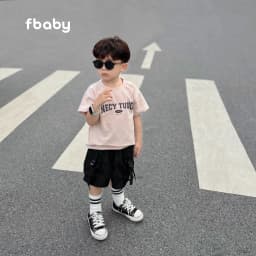 Thumbnail Áo thun cộc bé trai bé gái cotton in chữ Fbaby 1