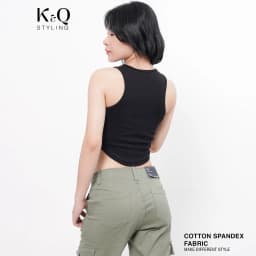 Thumbnail Áo thun croptop ba lỗ lai bầu KQSTYLING cotton 100% ôm body Freesize 2