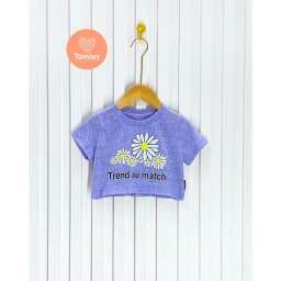 Thumbnail Áo Thun Croptop Bé Gái Hoa Hướng Dương, Chất Cotton Co Giãn (Size 1-10 Tuổi) 2