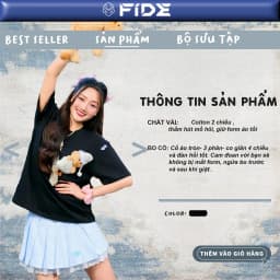 Thumbnail Áo thun FIDE JoyBear unisex form rộng đính gấu local brand cổ tròn oversize - AT154 (Tặng gấu) 4