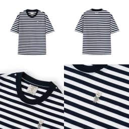 Thumbnail Áo thun Form rộng NOAM Striped 100% Cotton - Kẻ ngang xanh navy - trắng 2