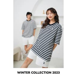 Thumbnail Áo thun Form rộng NOAM Striped 100% Cotton - Kẻ ngang xanh navy - trắng 4