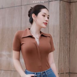 Thumbnail Áo thun KAYLIN form polo phối khóa kéo chất vải thun co giản phong cách thanh lịch thời trang - N2220 4