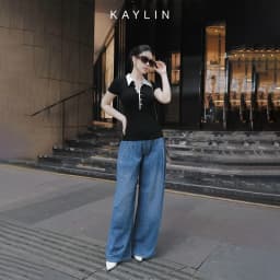 Thumbnail Áo thun KAYLIN Polo form ôm phối sọc chất vài thun co giản phong cách công sở thanh lịch - N2308 4