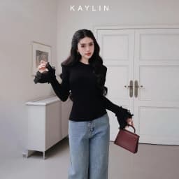 Thumbnail Áo thun KAYLIN tay dài phối loe chất vải thun nhung co giản phong cách - N2402 1
