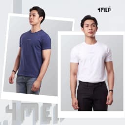 Thumbnail Áo thun nam cổ tròn 4MEN AT158, in chữ, vải cotton dày dặn, thấm mồ hôi, co giãn, thoáng mát 2