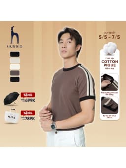 Thumbnail Áo thun nam cổ tròn AUSTIN vải Cotton Pique dày dặn, trẻ trung, năng động - HUSSIO 1