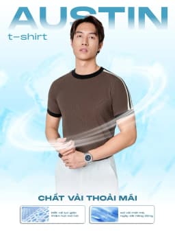 Thumbnail Áo thun nam cổ tròn AUSTIN vải Cotton Pique dày dặn, trẻ trung, năng động - HUSSIO 2